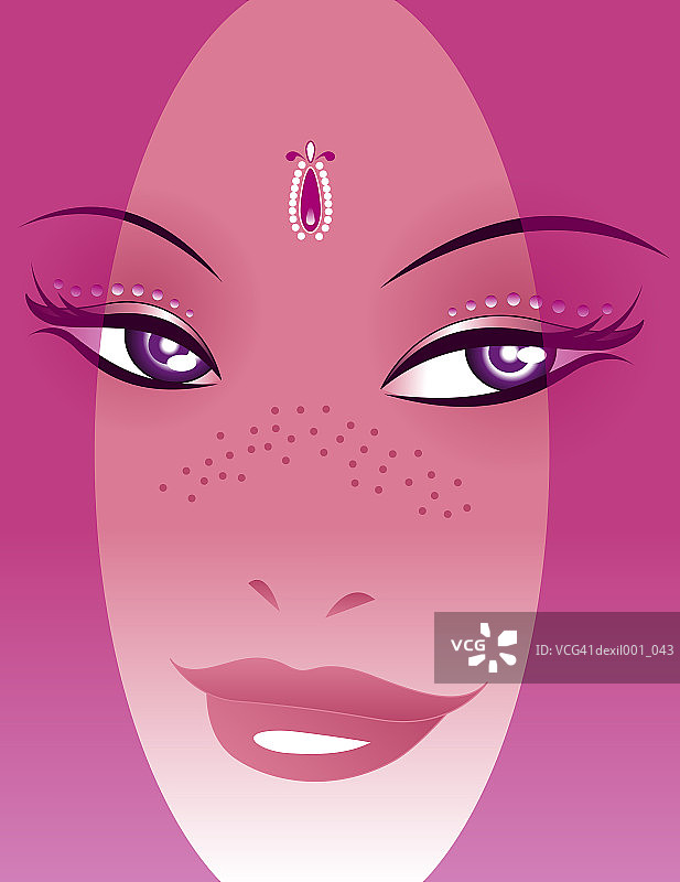 女性额头与吉祥痣图片素材