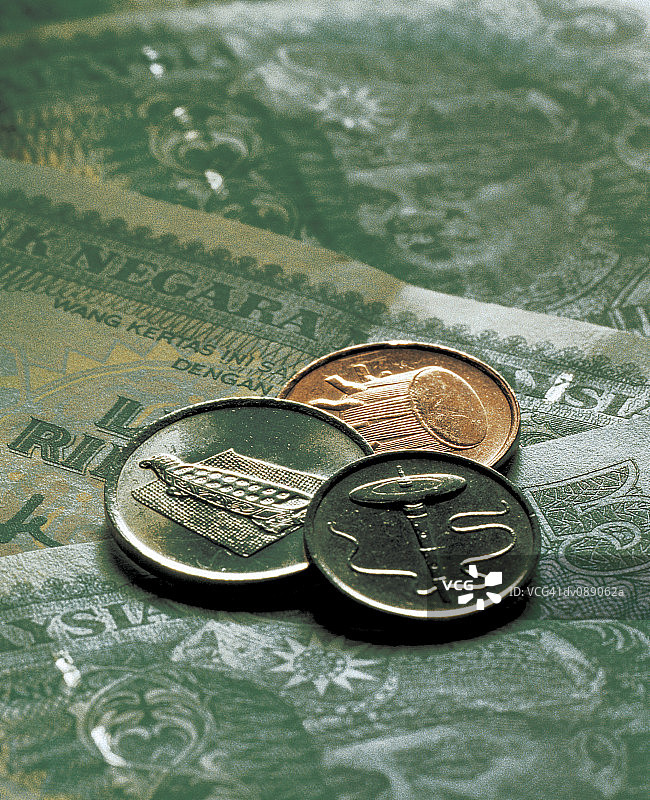 马来西亚纸币和硬币图片素材