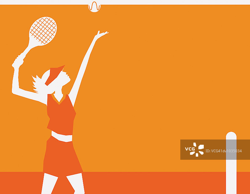 年轻女人打网球和发球图片素材