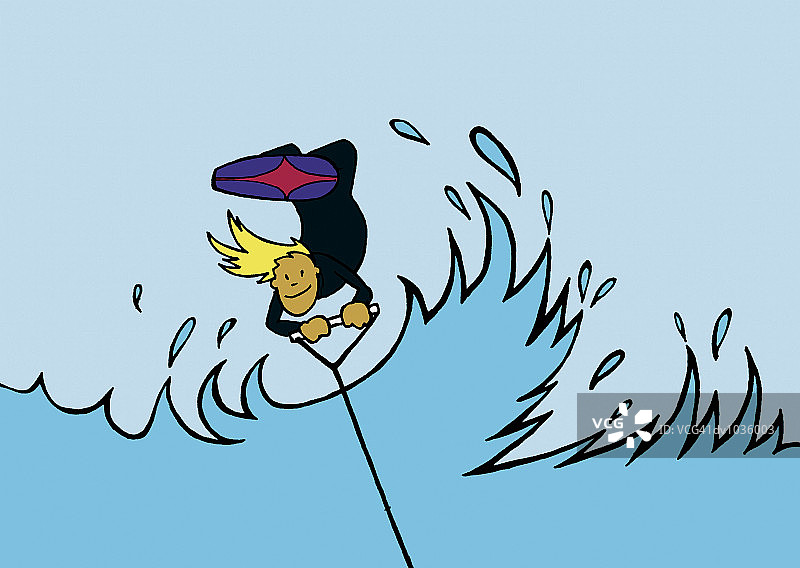 男子滑水和倒立跳跃肖像图片素材