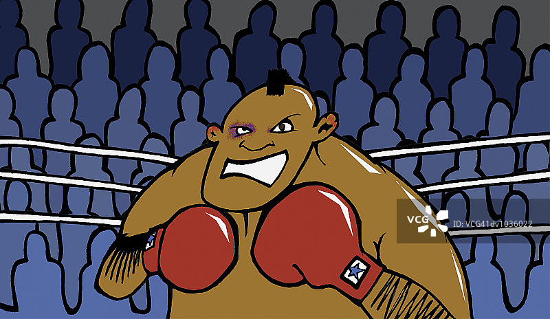 在拳击台上留着莫西干头的男人肖像图片素材