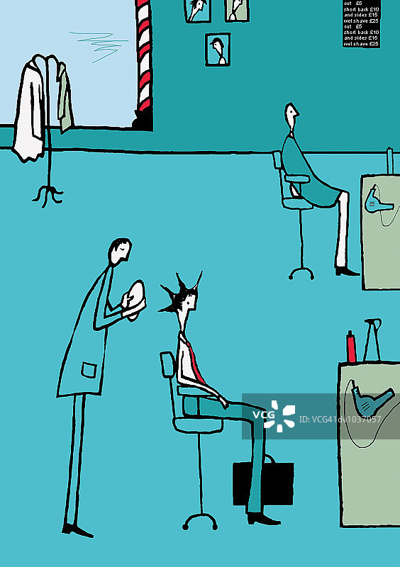 商务男士在理发店理莫西干发型图片素材