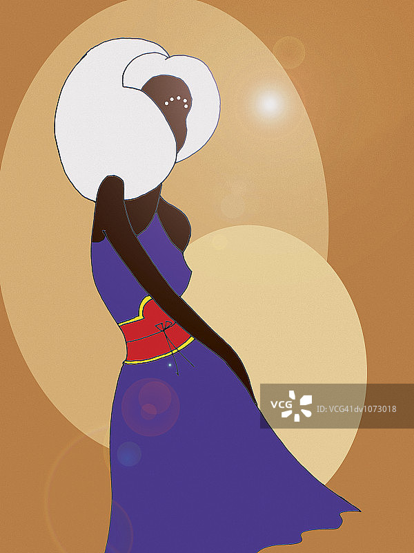 穿着连衣裙的年轻女人转身图片素材