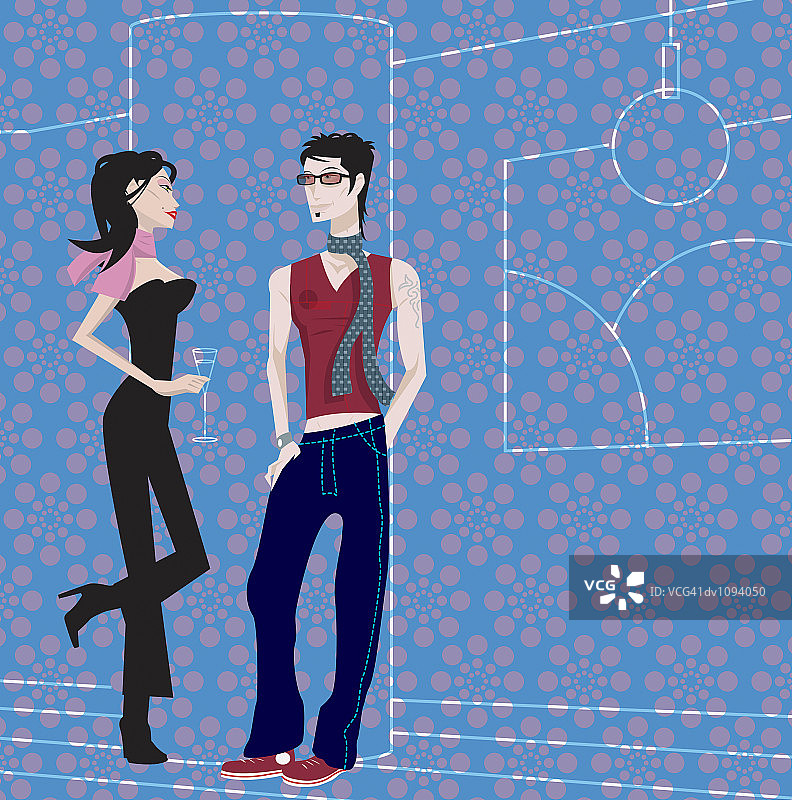 年轻情侣在酒吧聊天图片素材