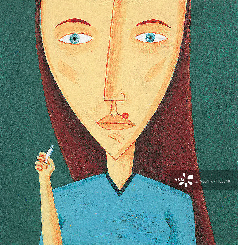 拿着药的患痤疮青少年女孩肖像图片素材