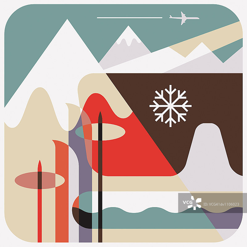 滑雪板和山脉背景图片素材