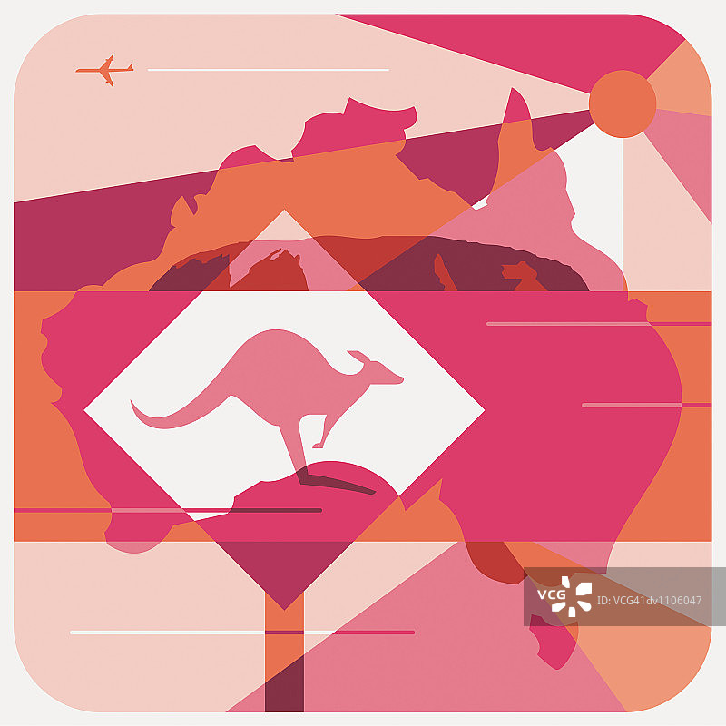 澳大利亚地图和袋鼠警告标志图片素材