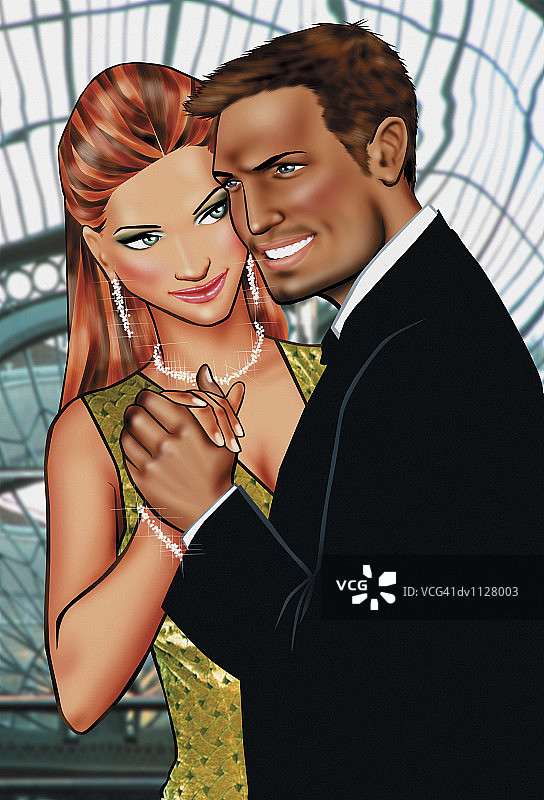 穿着讲究的年轻夫妇跳舞图片素材