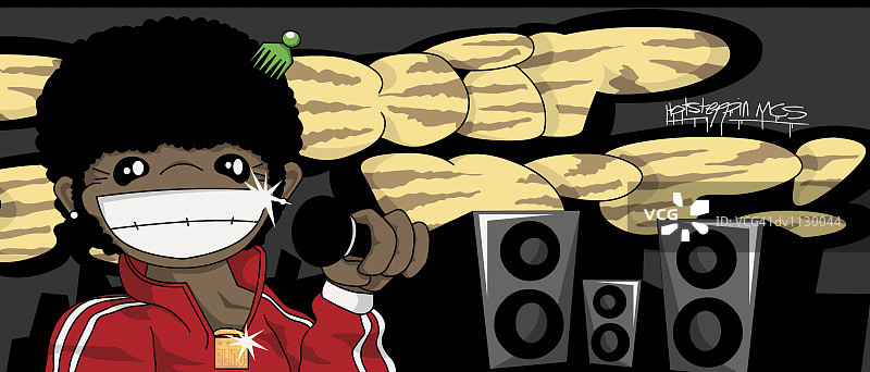 说唱歌手手持麦克风的肖像图片素材