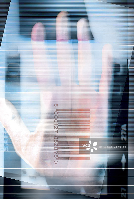 手和条形码图片素材