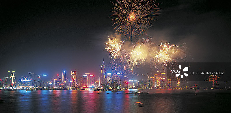 中国香港农历新年烟花汇演图片素材