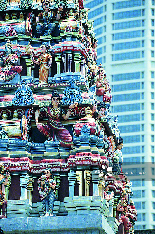 新加坡 Sri Mariamman 兴都庙特写图片素材