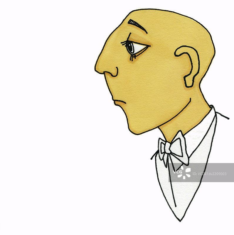 秃头服务员侧写图片素材