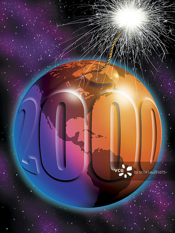 2000年在带有引信的地球上图片素材