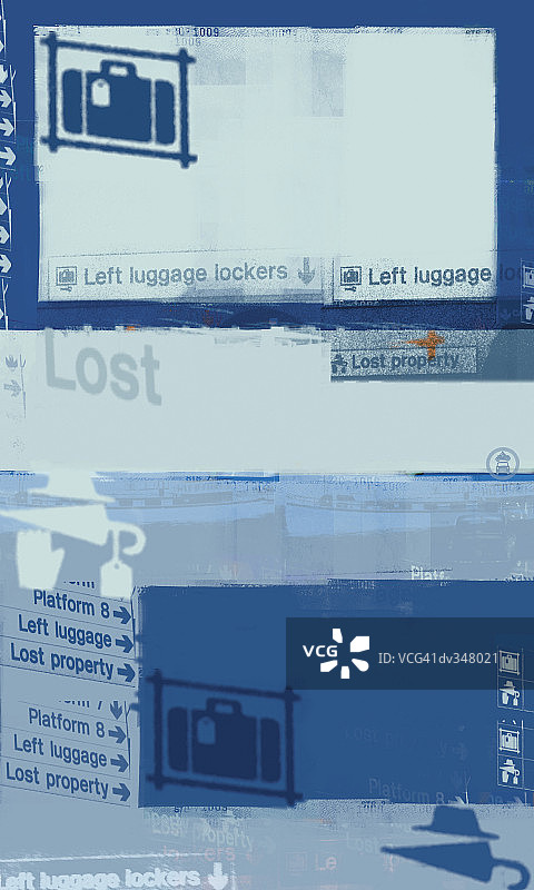 叠加的遗失行李标志和符号图片素材