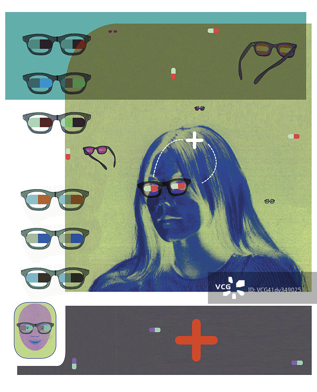 戴着多副眼镜的年轻女子图片素材