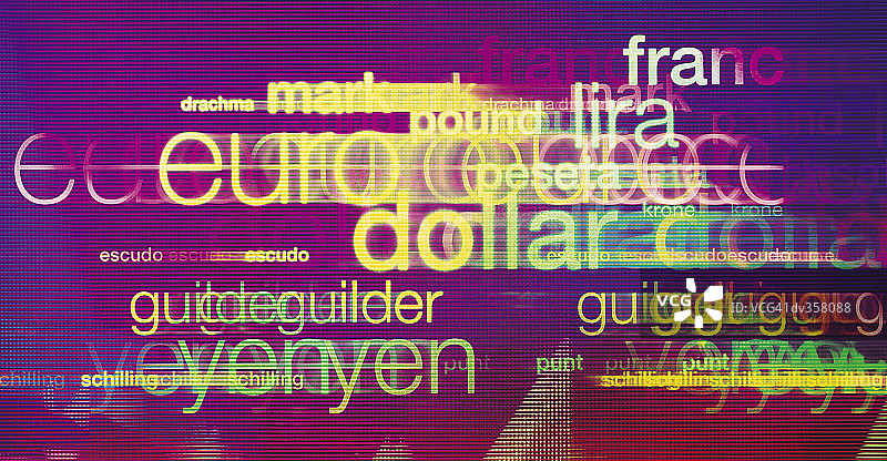 紫色背景上的世界货币抽象文字图片素材