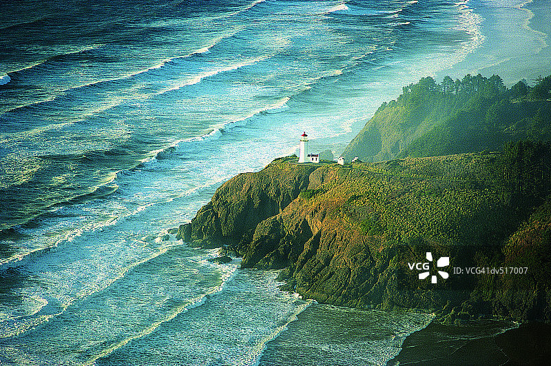 美国华盛顿州迪萨波因特角北角灯塔图片素材