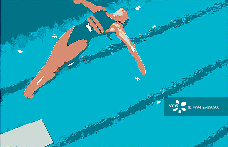 潜水员从跳板上跃入空中图片素材