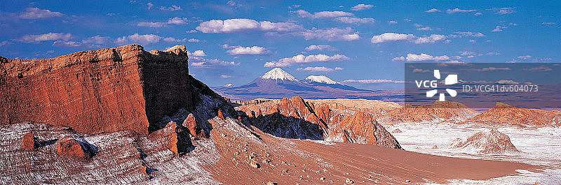 月亮谷和利坎卡布尔火山，阿塔卡马沙漠，智利图片素材
