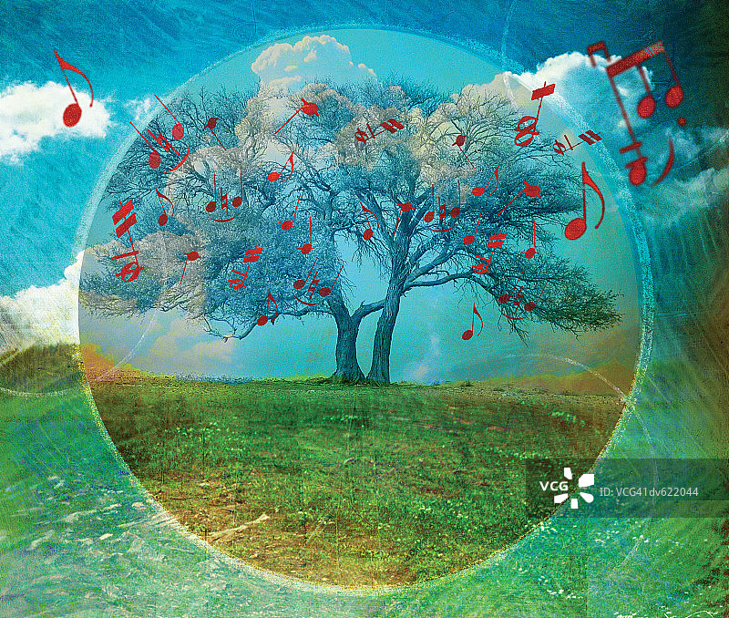 树木散发的音乐符号图片素材