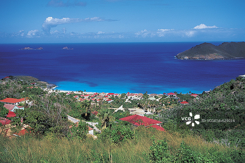 加勒比海沿海村庄图片素材