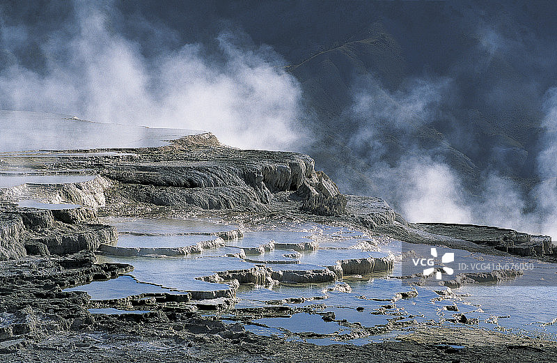 美国怀俄明州黄石国家公园猛犸温泉图片素材