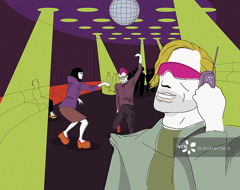 在未来夜总会使用手机的男人图片素材