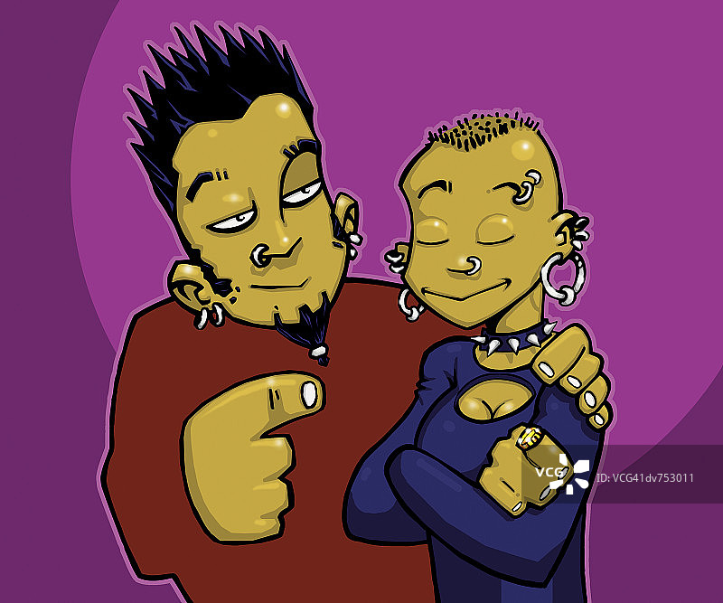 有穿孔的年轻夫妇的肖像图片素材