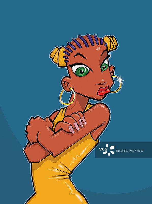 年轻女子双臂交叉的肖像图片素材