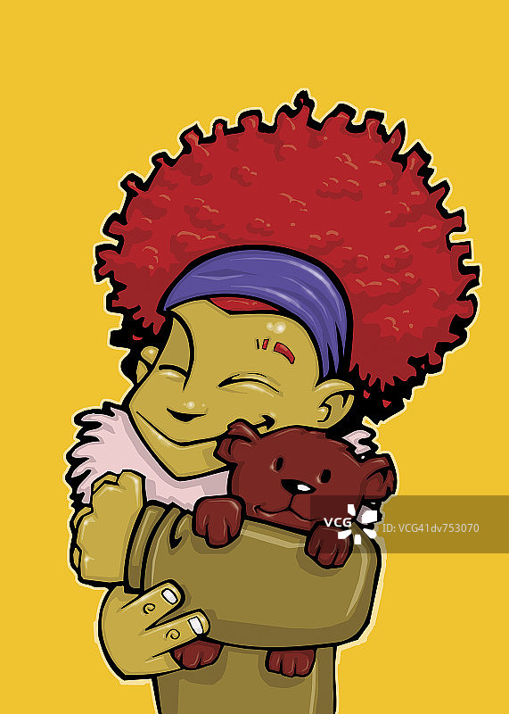 女孩和泰迪熊的温馨肖像图片素材