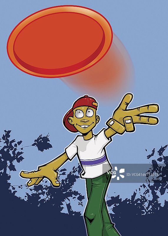 扔塑料飞盘的男孩肖像图片素材