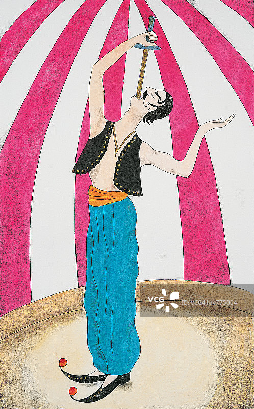 男子吞剑表演图片素材