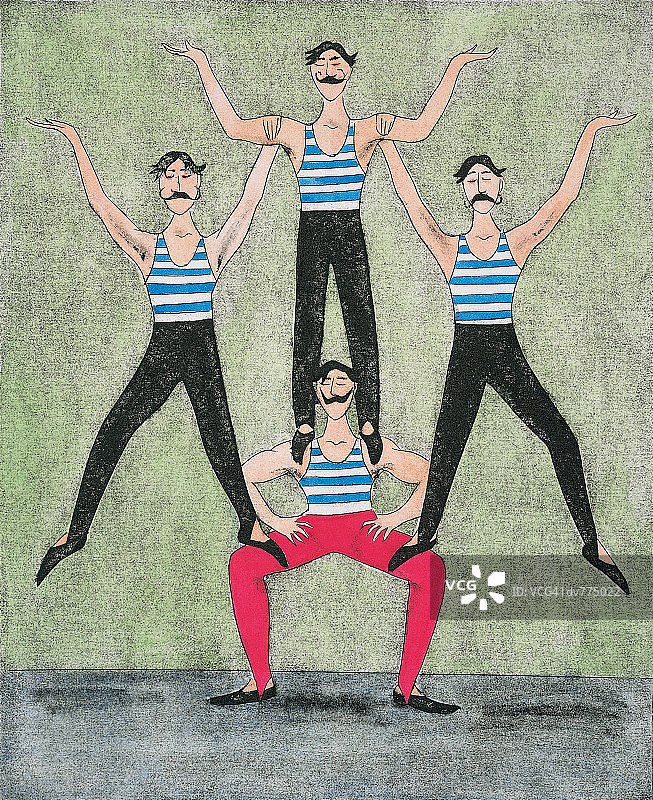 三个杂技演员叠罗汉图片素材