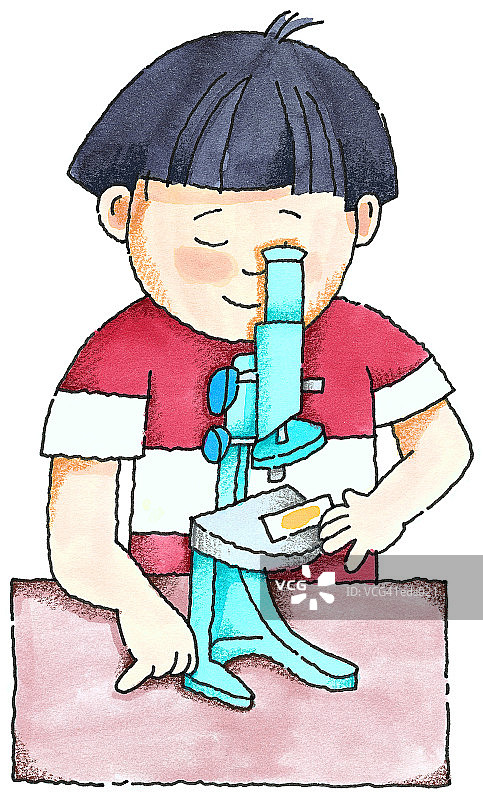 男孩使用显微镜图片素材