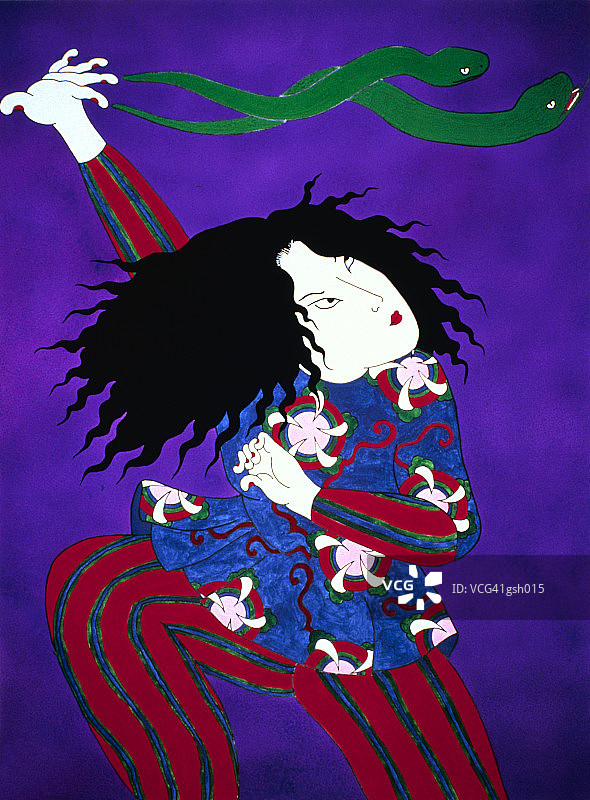 与鳗鱼的女人图片素材