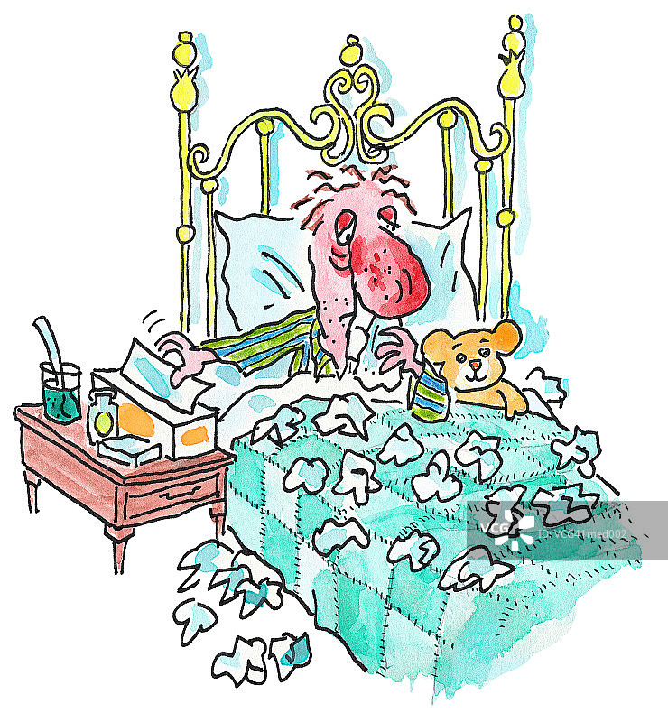 男人生病卧床图片素材