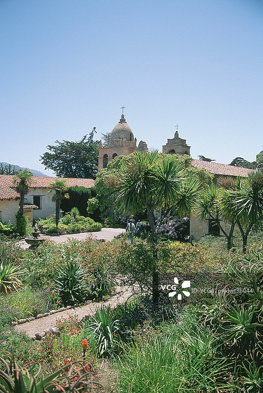 美国加利福尼亚卡梅尔卡梅尔教堂，教堂圆顶景观图片素材