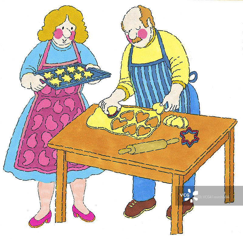 先生和夫人烤饼干图片素材