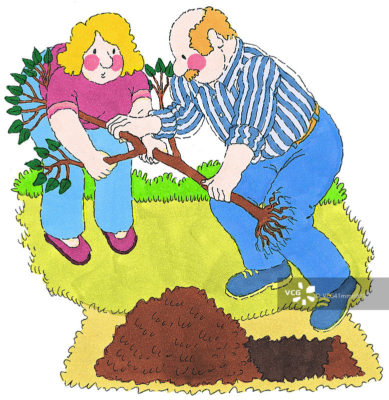 植树夫妇图片素材