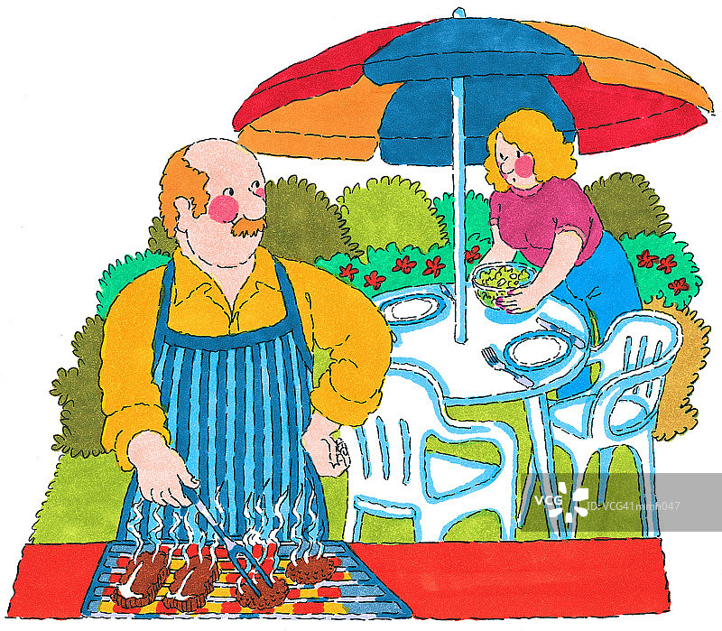 夫妇烧烤图片素材