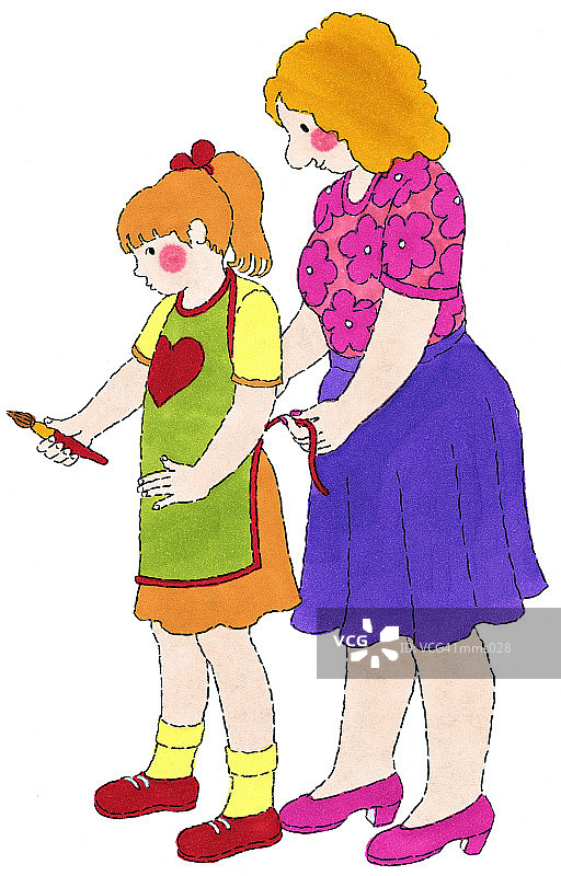 系学生围裙的女士图片素材