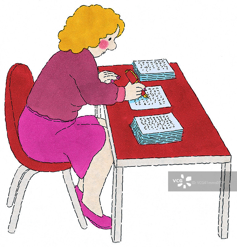 正在批改试卷的老师图片素材