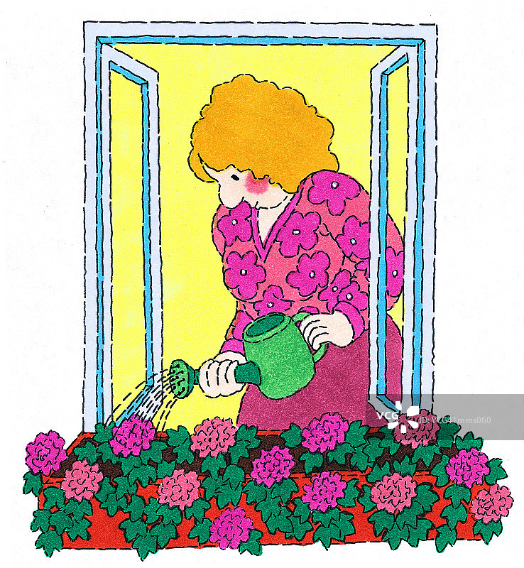 浇花的夫人图片素材