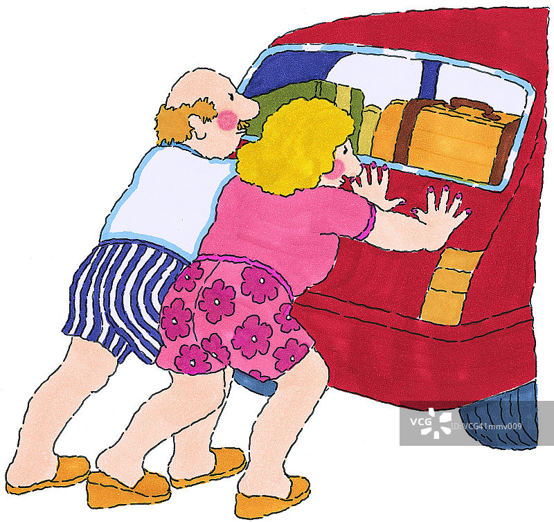 推车的夫妇图片素材