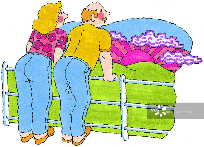 夫妇观看日落图片素材