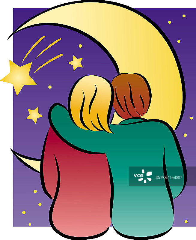 月亮前的爱侣图片素材