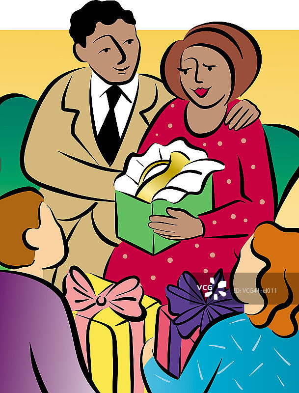 男人和女人打开礼物图片素材