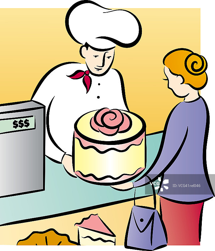 女人购买蛋糕图片素材