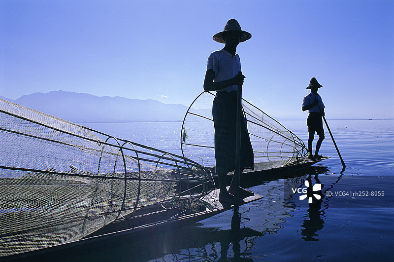 缅甸掸邦茵莱湖的茵达渔民图片素材